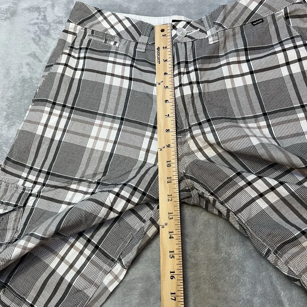 Hurley Plaid Cargo Shorts Mens Size 32 Cotton Blend‎